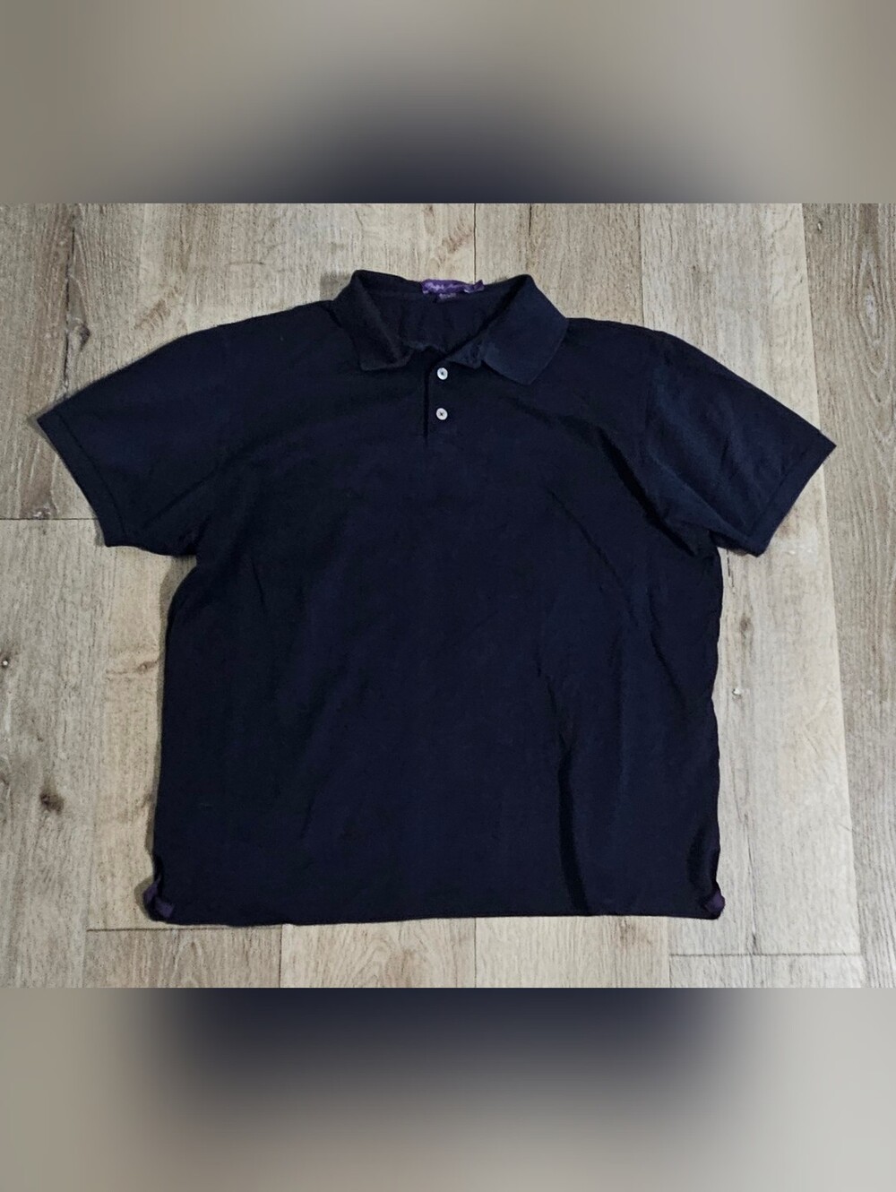 Ralph Lauren Purple Label 100% Cotton Polo Shirt Size L Navy Blue Made In Italy